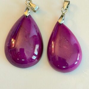 Purple Mica Teadrop Pendants Natural Crystal Gemstone Women Jewelry